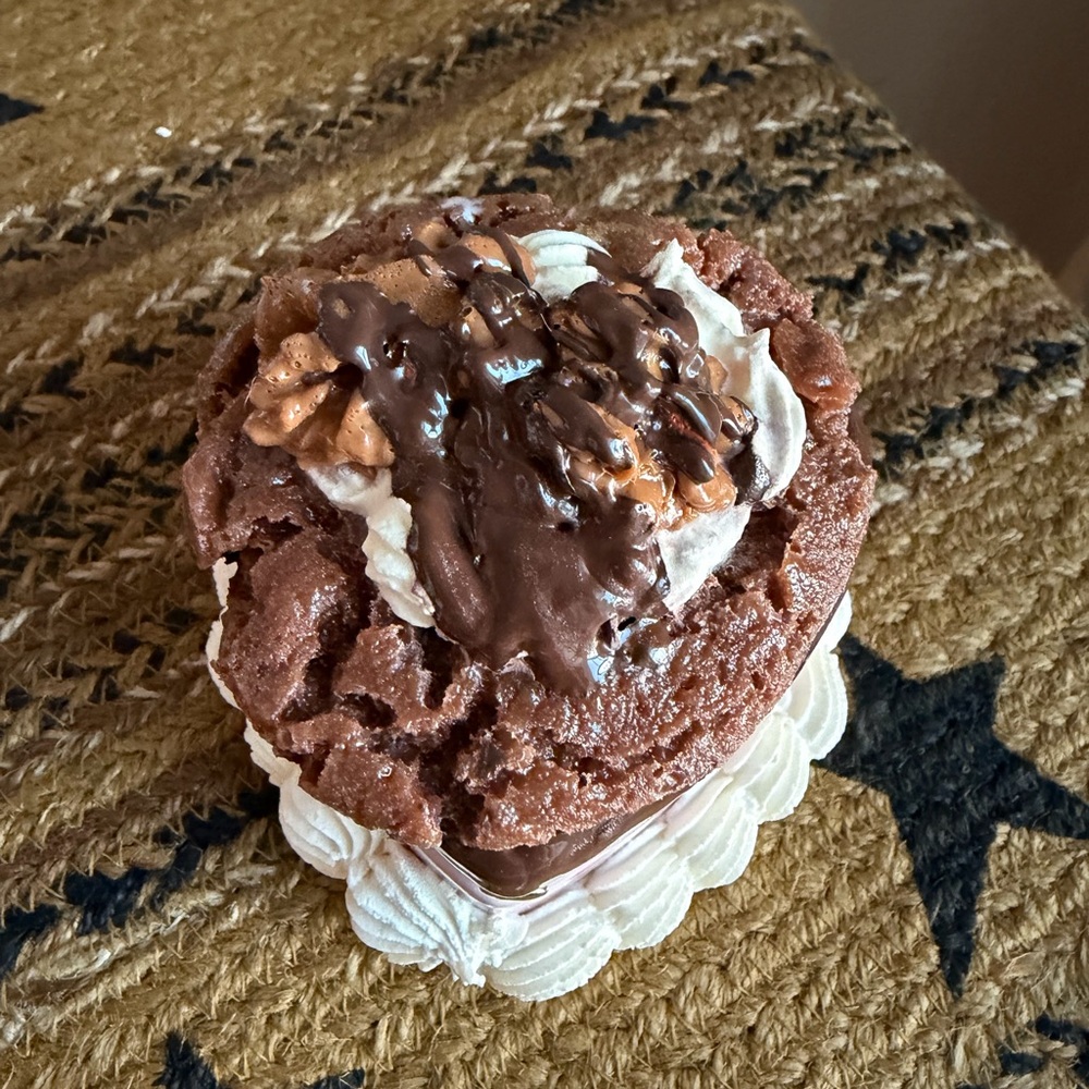 Chocolate cookie cake jewelry trinket box with Walnut Topping